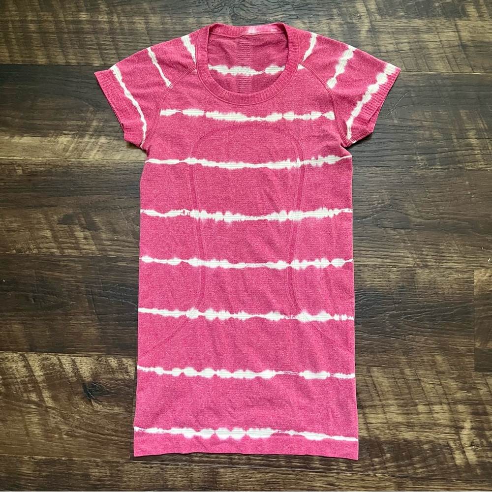 lululemon athletica Pink and White Short Sleeve Tee